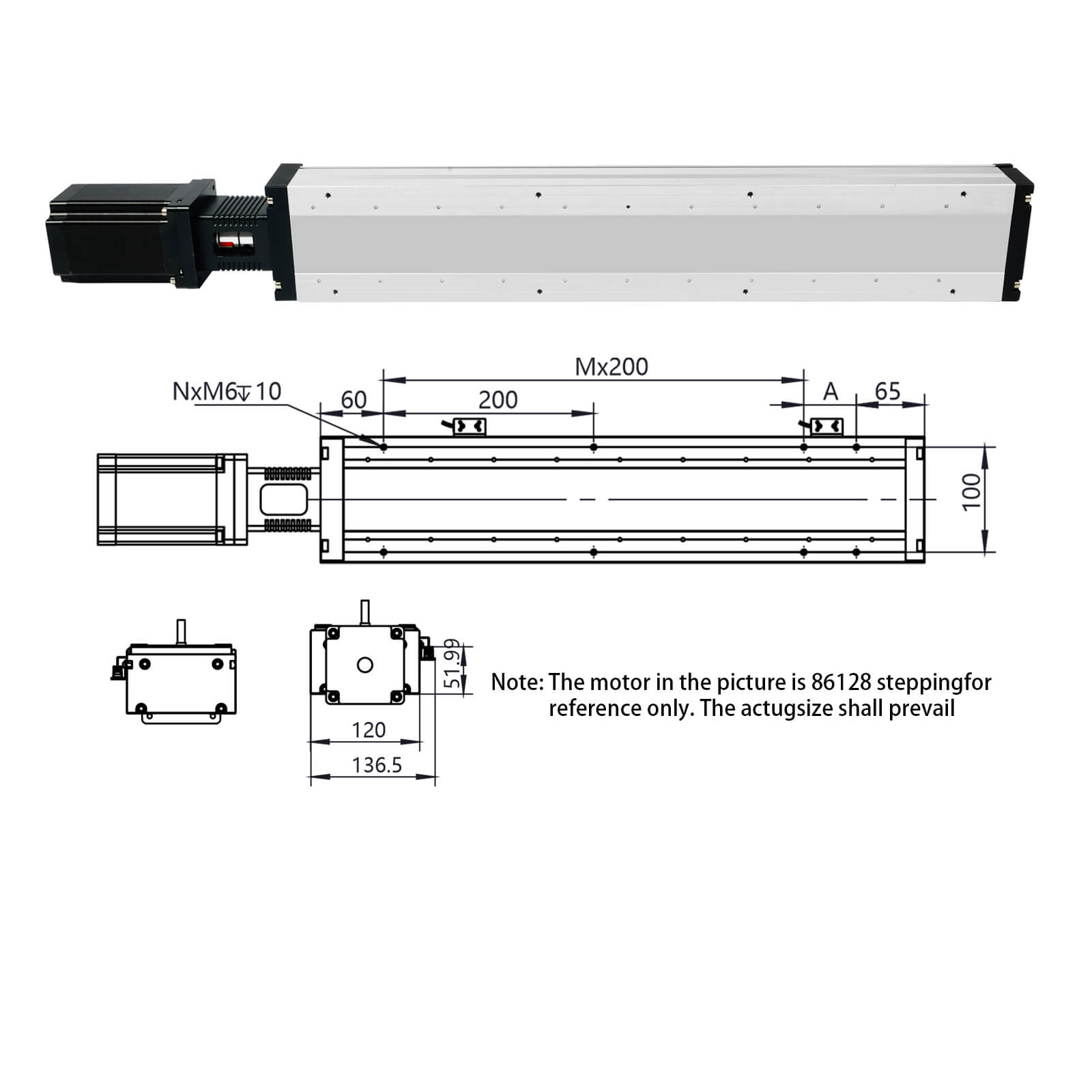 Heavy Duty Guide Dustproof Ball Screw Actuator Linear Rail Single Axis ...