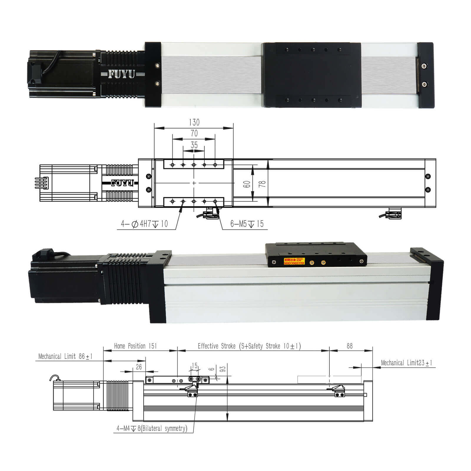 XY Linear Positioning Stage 2 Axis Ball Screw Actuator Motorized Table ...